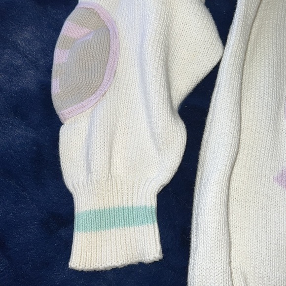NAF NAF. VINTAGE. 1980’s SWEATER. WHITE W/PASTEL COLORS. NOSTALGIC. SUPER SOFT - Picture 2 of 12